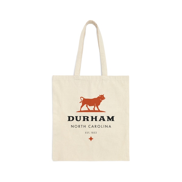 Durham NC Tote Bag, Durham Tote Bag, Durham Canvas Bag, Durham Bull, KTillettDesigns