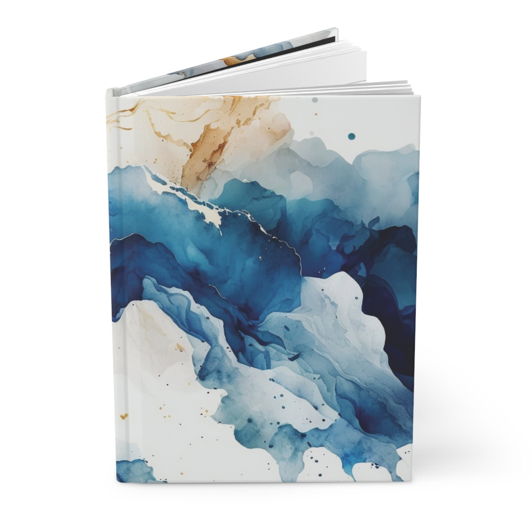 Blue and White Marble Notebook With Gold, Marble Notebook, Hardcover ...