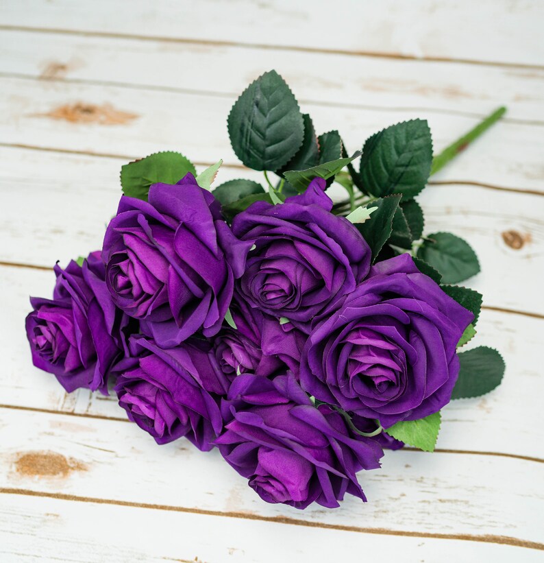 10 Head Rose Bouquet Artificial Silk Flower 10 Heads Bush for DIY ...