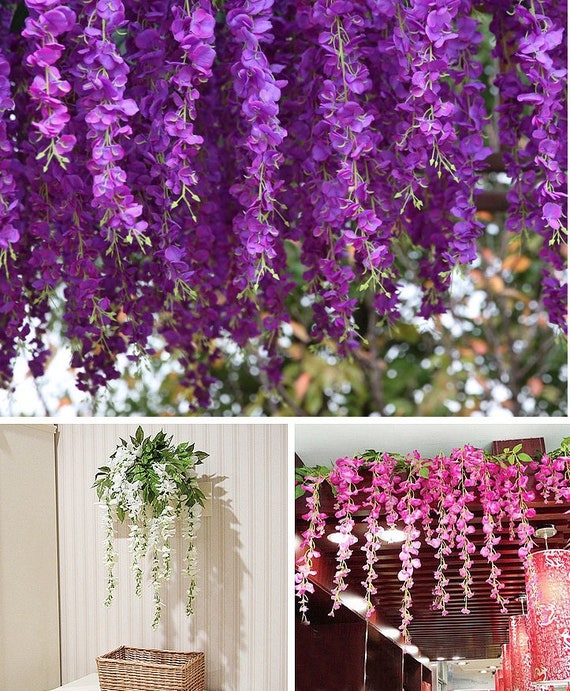 12 Pack Artificial Wisteria Hanging Flowers Fake Wisteria Vines Silk Flower  String Garland Home Wedding Party Backdrop Decoration - Etsy Hong Kong