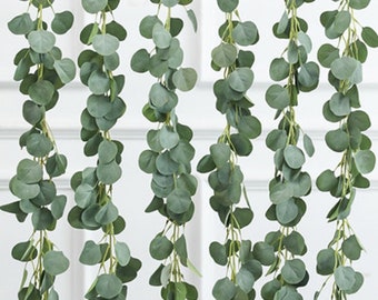 Eucalyptus Garland, 2-6ft artificial eucalyptus garland, dollar eucalyptus garland, wedding table garland, greenery garland