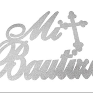 Silver/Gold Mi Bautizo Boy Girl Glitter Foam Banner Backdrop Baptism Decorations for Girls First Communion Decorations for Baby Shower Party