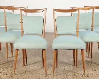 Set of 6 Reupholstered Vintage Dining Chairs, 1950s