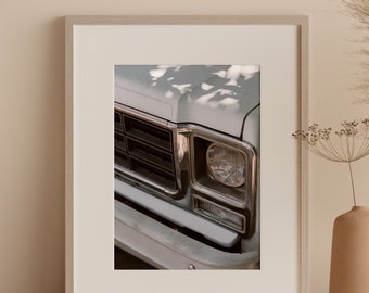 Lámina artística de camioneta Chevy azul vintage, foto de Oaxaca, México, lámina de coche para habitación de bebé, arte mural de Oaxaca, México, decoración neutra de México