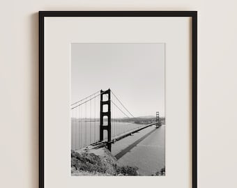 Golden Gate Bridge Art Print, California Home Decor, Black and White Photography, American Landscapes, Modern Coastal Road Trip Wall Art