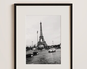 Impresión de arte de la Torre Eiffel, arte de Francia de París en blanco y negro, arte de la arquitectura de París, decoración del hogar francés, arte de la pared francés moderno