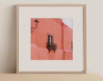 Impresión colorida de arte rosa de México, foto de San Miguel de Allende México, arte de la pared de México, decoración moderna del hogar mexicano, impresión fotográfica rosa