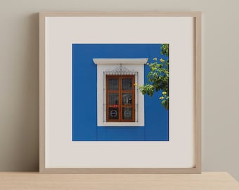 Impresión de arte azul de México colorido, foto de Oaxaca México, arte de pared de México, decoración casera mexicana moderna