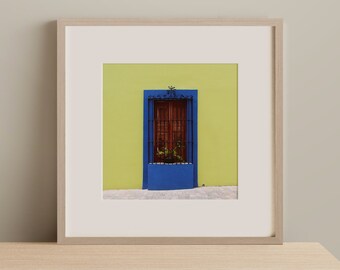 Impresión de arte verde y azul de México colorido, foto de Oaxaca México, arte de pared de México, decoración casera mexicana moderna, impresión de foto verde neón