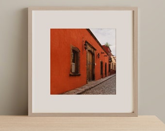 Impresión de arte rojo de México colorido, fotografía de Oaxaca México, arte de pared de México, decoración casera mexicana moderna, impresión de pared de otoño de óxido