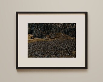 Lámina artística de acantilados de Escocia, fotografía de paisaje de la isla de Skye, paisaje invernal melancólico, arte mural moderno de Escocia
