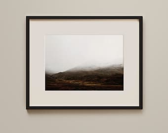 Lámina artística de las Tierras Altas de Escocia, fotografía de paisajes invernales melancólicos, fotografía de Escocia, arte mural contemporáneo de Escocia
