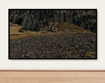 Arte para TV Samsung con marco de acantilados de Escocia / Playa de An Corran, Isla de Skye