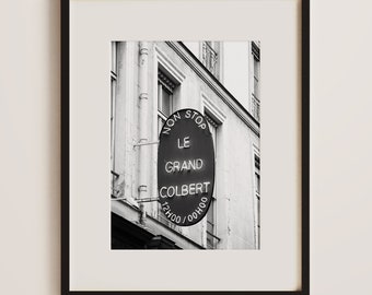 Le Grand Colbert Art Print, Black and White Paris France Art, Paris Architecture Art, French Home Decor, Modern French Wall Art