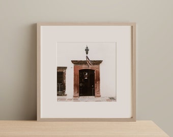 Impresión de arte blanco de México neutro, Foto de San Miguel de Allende México, Arte de la pared de México, Decoración moderna del hogar mexicano, Impresión fotográfica de la Plaza Blanca