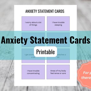 Anxiety Statement Cards - printable - child therapy - play therapy
