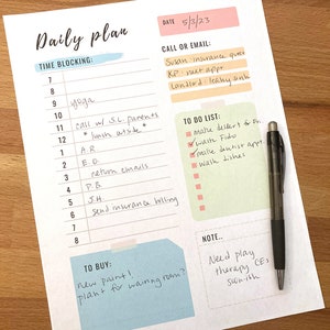 Daily Plan Printable to Do List Schedule Organize Your Day - Etsy