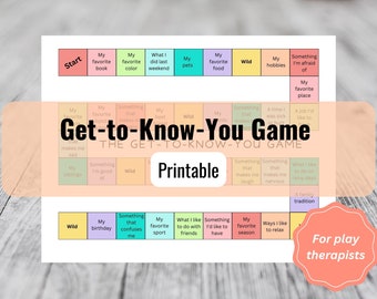 Get to Know You Game printable - play therapy - child therapy - counseling groups - printable game