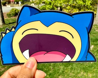 Anime Car Sticker: Weatherproof Vinyl Decal - Snorlax Inspired (4.8")