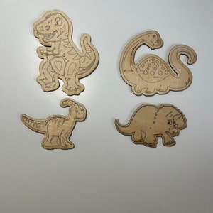 Kids Wooden dinosaurs for painting activities