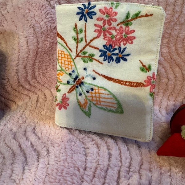 Needle book, butterfly with flowers, beautiful embroidery & beading