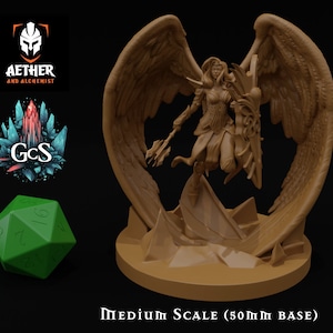 Aasimar Paladin - Aether & Alchemist - Medium scale Miniature or 75mm Figurine - DnD | Pathfinder | TTRPG - 3D Resin Print