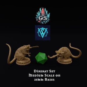 Equipped Direrats - Witchsong Miniatures - Medium Creatures - DnD | Pathfinder | TTRPG - 3D Resin Print