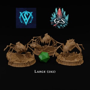 Lesser Crystalheart Spiders - Witchsong Miniatures - Large Spiders (3) - DnD | Pathfinder | TTRPG - 3D Resin Print