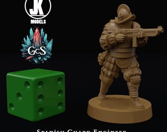Spanish Guard Engineer - JK Remo - 3d Resin print for Grimdark Skirmish Games