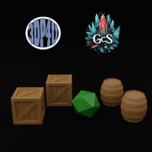 Crates & Barrels - 3DPForU - Scatter Terrain - DnD | Pathfinder | TTRPG | Wargaming - 3D Resin Print