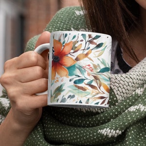 Pressed Floral Mug, Boho Floral Mug, Cottagecore Coffee Mug, Botanical Coffee Mug, Flower Garden Mug, Flower Mug