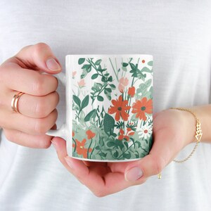 Pressed Floral Mug, Boho Floral Mug, Cottagecore Coffee Mug, Botanical Coffee Mug, Flower Garden Mug, Flower Mug
