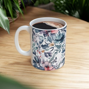 Pressed Floral Mug, Boho Floral Mug, Cottagecore Coffee Mug, Botanical Coffee Mug, Flower Garden Mug, Flower Mug