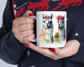 Llama Coffee Mug, Llama Gift, Llama Lover Gift, Water Color Llama