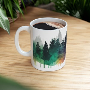 Woodland Forest Mug, Nature Mug, Pine Tree Mug, Forest of Trees