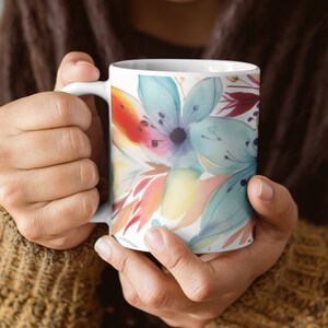 Pressed Floral Mug, Boho Floral Mug, Cottagecore Coffee Mug, Botanical Coffee Mug, Flower Garden Mug, Flower Mug