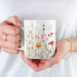 Pressed Floral Mug, Boho Floral Mug, Cottagecore Coffee Mug, Botanical Coffee Mug, Flower Garden Mug, Flower Mug