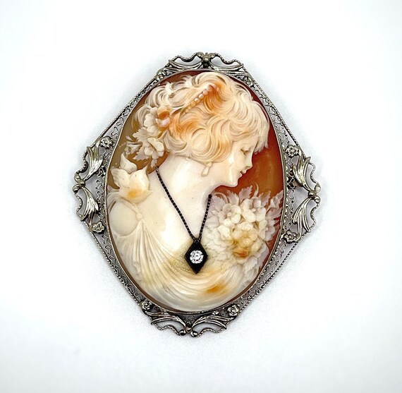 Antique Estate Circa Early 1900's 14K White Gold and Diamond