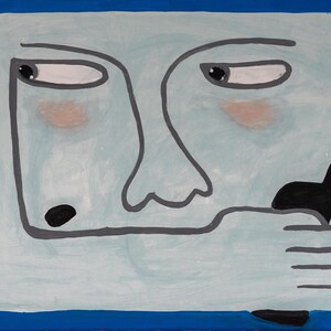 Ritratto moderno, telefonate digitali, opere d'arte positive, arte del telefono cellulare, ritratto in stile minimalista, dipinto di telefonate tramite cellulare