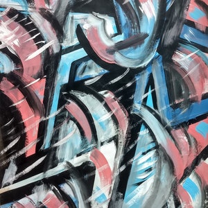 Pittura artistica futurista italiana | Opera d'arte con movimenti rapidi | Pittura cubo-futuristica | Pittura futurista italiana | astrazione acrilica moderna