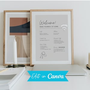 Welcome Sign for AIRBNB Hosts | Vacation Rental Printable | Guest Arrival Poster | Template for VRBO | Rental Property | Beach House Rules |