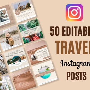 50 Travel agent INSTAGRAM template - travel instagram template - travel instagram story - travel agent flyer - travel instagram posts