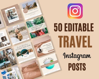 50 Travel agent INSTAGRAM template - travel instagram template - travel instagram story - travel agent flyer - travel instagram posts