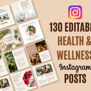 Health and Wellness 130 INSTAGRAM Post Template | Healthy lifestyle Template | Health Wellness Social Media Template | Coach Canva Template