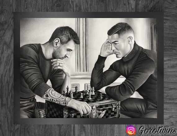 Messi & Ronaldo chess drawing Messi Ronaldo -  Polska