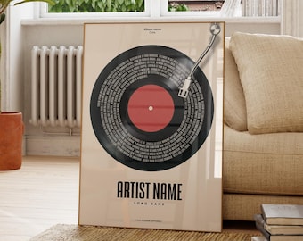 Custom Song Lyrics Vinyl Record Poster – Personalized Music Gift (Digital Download)