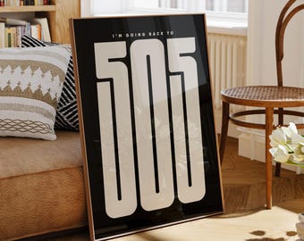 Póster 505 – Impresión tipográfica musical minimalista – Arte mural imprimible en blanco y negro