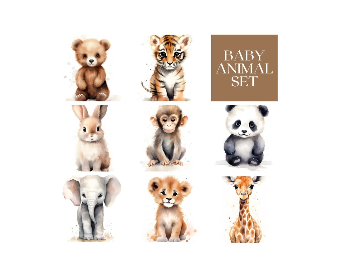 PRINTABLE Baby Animal Prints for Nursery Wall Art Decor Baby Animals ...