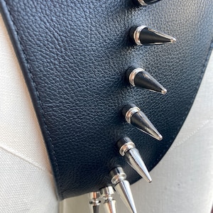 SPIKED DOWN Black Leather Panties