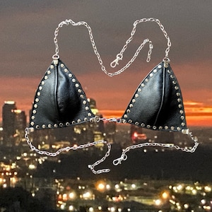 BLVD ANGEL Leather Halter Chain Bra